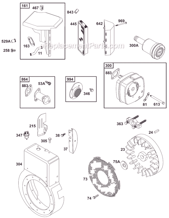 Page E Diagram and Parts List for 19B400SERIES  Briggs and Stratton Engine